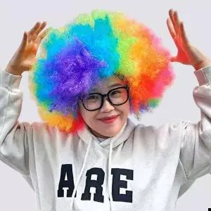 폭탄가발 JL매직 특대형 뽀글이 가발 안경 세트(고급형) 비교불가 풍성한 머리숱 위생적인 착용 망 안경포함