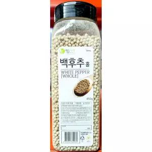백후추 (이슬나라 홀 450g)알 요리 조리용 국산 국내 후추알 조미료 음식 향신료 후추 통후추