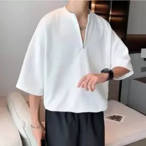반팔 디자인 반집업 모던 티셔츠 차이나 넥카라 남자