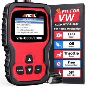 ANCEL VD500 OBD II 진단 스캐너, EPB 폭스바겐 브레이크 오일 SRS 리셋 라이트 스코다용, 세아트 아우디 적응형 패드 VW 점검 엔진 리더 툴 ABS 위치 스로틀 코드