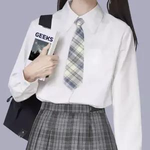 자동 체크 넥타이 아이보리 교복 교복 타이 여자교복 교복넥타이 이쁜교복 자동넥타이