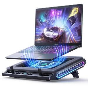 Llano V10 게이밍 노트북 쿨 패드 강력한 4.72인치 외장 터보 팬이 장착된 RGB 쿨러 스탠드 고속 컴퓨터 13-17.3인치 버튼 제어 조절가능 3개 4포트 USB C&A