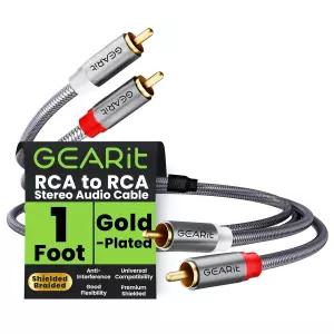 기어릿 RCA 케이블 1피트 OFC 듀얼 차폐 및 금도금 커넥터가 있는 카 오디오 서브우퍼 하이파이 시스템