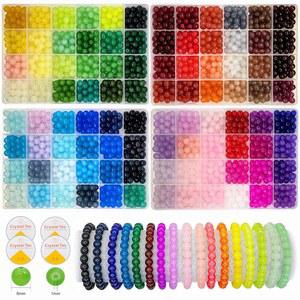 2500PCS 8mm 유리 구슬 팔찌 제작 키트, 주얼리 제작용 96가지 색상 크리스탈 구슬, 초보자에게 적합한 4박스 원형
