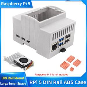 Raspberry Pi 5 ABS 옵션 쉘 액티브 대형 공간 투명 내부 보호 쿨러 Windows RPi 히트싱크 5용 DIN 케이스 레일 상자