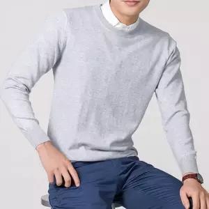 남성 라운드 긴팔 니트 스웨터 루즈핏 솔리드간절기 겨울코디 티셔츠 남자 남자옷 패션 하객룩 넥니트 가을