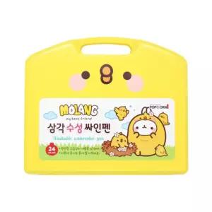 몰랑 케이스 24색 삼각 싸인펜 3개세트미술용컬러사인 용싸인 용사인 싸인 어린이 사인 판촉물 단체선물