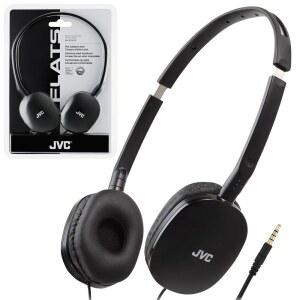 JVC 경량 납작한 접이식 온 이어 헤드밴드, 마이크 흰색(HAS190MW) 포함, 컬러풀