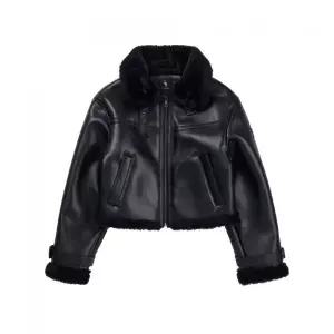 레더리 LEATHERY 오블리크 오버핏 레더 무스탕 자켓 ALL 블랙 3644513