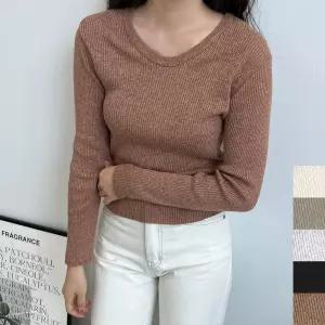 여성 골지 스타일 라운드 뱀부 긴팔 티셔츠가을니트 겨울 꽈배기 오버핏 오버 여자상의 상의