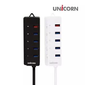 유니콘 RH-5000S 4포트 USB 3.0 허브 개별전원스위치랜 케이블 멀티USB USB3 네트워크 인터넷