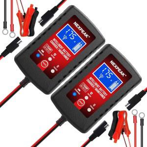 자동차 해상 오토바이 잔디 깎는 기계용 2팩 스마트 완전 자동 6V 12V 배터리 충전기 유지 관리기