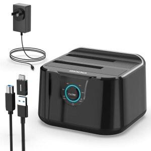 GODO USB 3.0 TO SATA III 어댑터 하드 클론 SSD용, /3.5인치 C 베이 미니 드라이브 외장 2.5 듀얼 UASP 오프라인 핫 지원, 포함, HDD 가능, 플러그 도킹 스테이션,