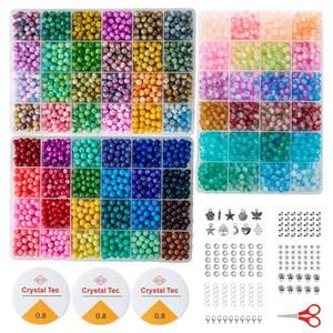 주얼리 제작용 아시마시케 6MM 유리 구슬 키트 - 72색 박스 세트 3개, DIY용 원형 컬러 3000개, 팔찌용 구슬, 10대 소녀를 위한 선물