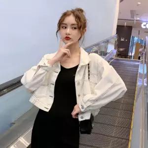 스티치 세미 크롭 데님 자켓 HH-B57오버핏청 재킷 여성 가을 루즈