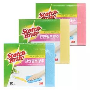 3M 천연펄프행주 10매입 분홍 노랑 파랑 3가지색상 L200가정용 부드러운 극세사천 청소 손걸레 주방 빨아쓰