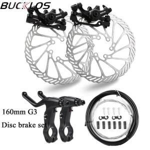 BUCKLOS 자전거 디스크 브레이크 세트 IS PM 캘리퍼 알루미늄 합금 로드 MTB 레버 (케이블 포함) 160mm 로