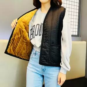겨울 안감퍼조끼 누빔패딩 융털 베스트 여성 후끈조끼 루즈핏 누빔 여자 사무실 퍼조끼 누빙 외투