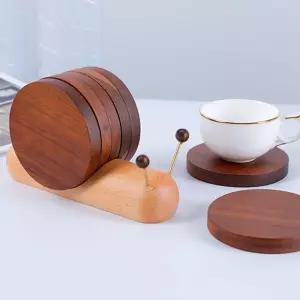 원형 우드 컵 받침대 티 코스터업소용앞치마 허리 커피숍 작업 단색 카페 바리스타 주방 서빙