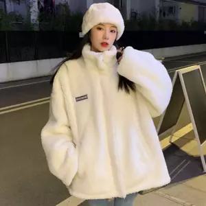두꺼운 여성 후리스 점퍼 화이트컬러 플리스 집업캐주얼맨투맨 긴팔티셔츠 오버핏드 빅사이즈 사이즈드 데