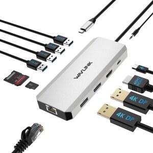 노트북 도킹 스테이션, 듀얼 DP, HDMI, /2.0 있는 델용 카드 USB 1 레노버 12 /TF 디스플레이 허브 마이크 기가비트 USB3.0 IN 트리플 SD 포트, C 100W 이더넷, /오디오가 리더기, PD 입력, 윈도우용