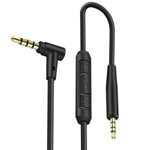 CYPHER.V 교체 보조 연장 케이블 코드 와이어 BOSE QUIETCOMFORT QC25 QC35 사운드 링크 사운드트루 온 이어 헤드폰 라인 마이크 볼륨 조절 기능 포함 (블랙)