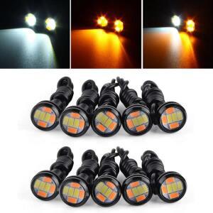 10X 23MM 역방향 백업 LED 이글 아이 라이트 5730 듀얼 컬러 스위치 백 화이트 앰버 차량 DRL 주간 러닝 신
