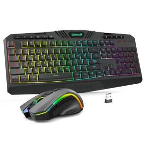 레드라곤 S101M-KS 게이밍 키보드 마우스 무선 트라이 모드 RGB 4800 DPI 10개의 독립 멀티미디어 키로 승리 PC 컴퓨터 S101 게이머에게 이상적임