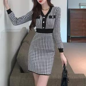 [하프클럽/셀럽하우스]하운드 체크 패턴 단정한 원피스 모임룩 하객룩 치마