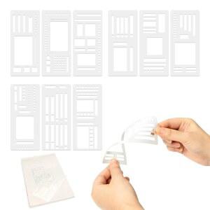 수제 유연한 기록 템플릿, 저널링, 도트 그리드, 드로잉, 체크리스트 및 DIY 공예용 9팩 재사용 가능한 플래너 스텐실 세트(A+B+C)