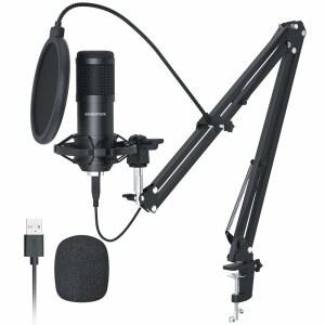 USB 스트리밍 팟캐스트 PC 마이크, SUDOTACK 192KHZ 프로페셔널 유튜버 키트, 콘덴서 마운트 암 붐 카드 녹음용 마이크 포함, 카디오이드 필터 스카이프 스튜디오 /24비트 사운드 충격 팝 게임 노래방