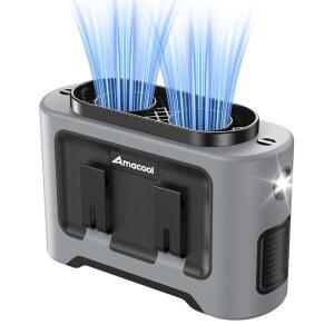 AMACool 14500mAh 휴대용 허리 팬 전신 쿨 셔츠 팬을 위한 강력한 풍력 팬에 장착된 5단 웨어러블 벨트클립 야외 작업 캠핑 여행을 배터리 작동식 개인