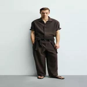ZARA 루즈 릴렉스핏 셔츠 - 브라운 4364/653/700