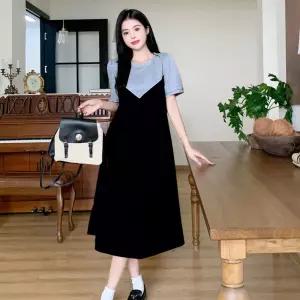 여름 뷔스티에 반팔 여성스런 데이트룩 비치 롱원피스프릴 면원피스 브이넥 플레어 치마 플라워 하객 청치