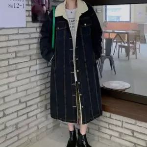 [하프클럽/셀럽하우스]따뜻한 패션 안감 양털 소재 롱롱 데님 재킷