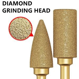 6mm 진공 브레이징 다이아몬드 그라인딩 헤드 Burrs 조각 드릴 비트 스톤 합금 옥 필링 주철 연마 도구