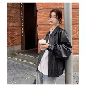 오버핏 여성 라이더 레더자켓 HH-E68 여자 가죽