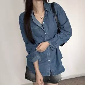 여성 오픈클로징 여리여리 예쁜핏 루즈 데님 셔츠남성 청남방 남자상의 남체크 상의 여자남 빅사이즈남 체