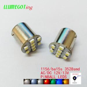 50개 1156 BA15S  8x SMD3528 다양한 색상 사용 가능 무극성 AC DC 12V 13V 핀볼 게임 기계 Led 램프가 있