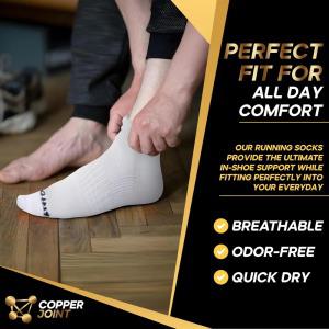 여성용 CopperJoint 블랙 발목 압박 양말 통기성 구리 남성용 아치 지지대가 있는 로우 컷