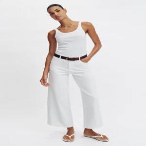 ZARA 자라 하이웨이스트 와이드 레그 크롭 벨트 청바지 - 화이트 1934/042/250 157139