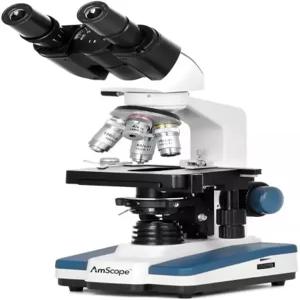 AmScope B120C 시리즈 학생 및 전문가용 LED 쌍안경 복합 현미경 - 40X-2500X 배율 시덴토프 헤드 3D