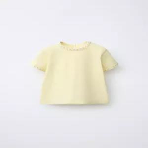 ZARA 자라 플라워 티셔츠 - 라이트 옐로우 6208/570/306 151060
