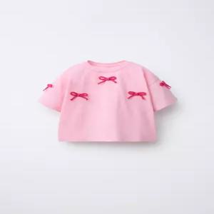 ZARA 자라 크로셰 리본 티셔츠 - 로즈핑크 1037/513/620 151004