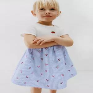 ZARA 자라 시어서커 프린트 콤비 원피스 - 라이트 블루 5767/547/406 150848