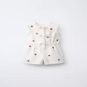 ZARA 자라 딸기 자수 트윌 미니 점프수트 - 크림 4575/558/712 150818