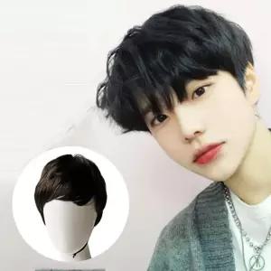남성 통가발 다운 펌 정수리 앞머리 미용 장부분 남자가 맞춤가 정수리가 앞가 붙임 미용가 장발
