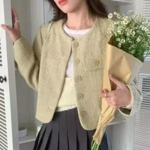 노카라 여성 데일리 하객룩 숏 가을 트위드 자켓