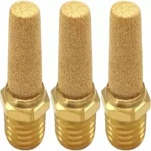 Uenede 3PCS 황동 1/2 NPT 남성 공기 공압 머플러 육각 소결 배기 소음기 필터 에어 라인 피팅