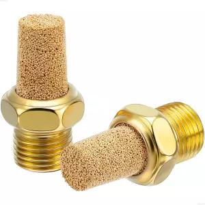 VIILOCK 황동 공압 머플러 1/8인치 NPT 남성 스레드 헥스 소결 배기 소음기 에어 피팅 5팩 N1